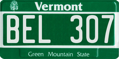 VT license plate BEL307