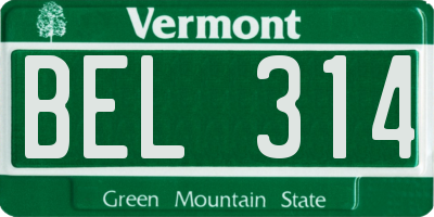 VT license plate BEL314