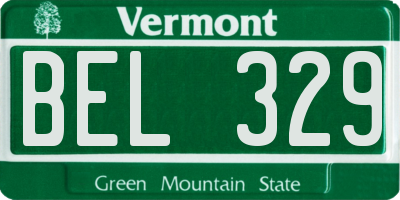 VT license plate BEL329