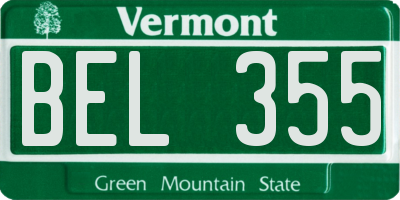 VT license plate BEL355
