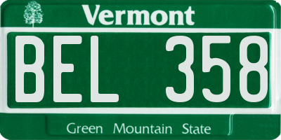 VT license plate BEL358