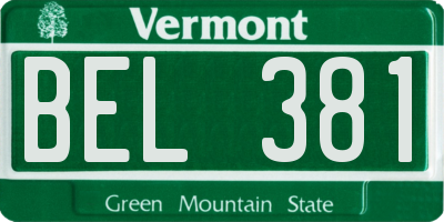 VT license plate BEL381