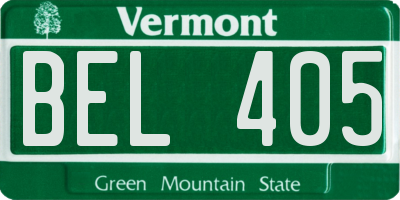 VT license plate BEL405