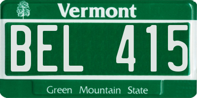 VT license plate BEL415