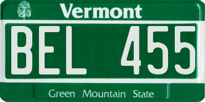 VT license plate BEL455