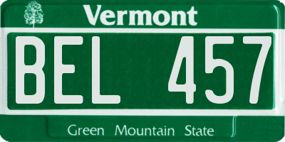 VT license plate BEL457