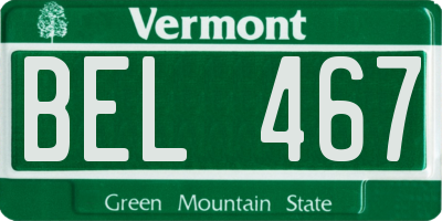 VT license plate BEL467