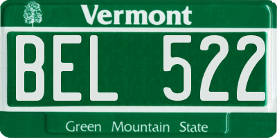 VT license plate BEL522