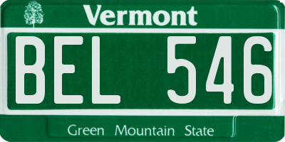 VT license plate BEL546