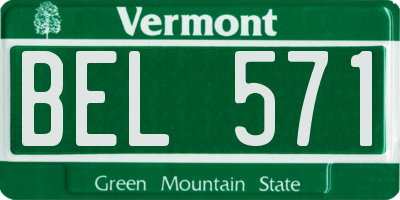 VT license plate BEL571
