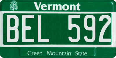 VT license plate BEL592