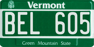 VT license plate BEL605