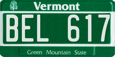 VT license plate BEL617