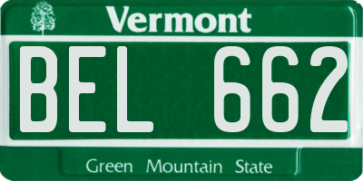 VT license plate BEL662