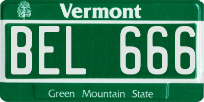 VT license plate BEL666