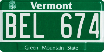 VT license plate BEL674