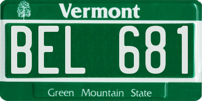 VT license plate BEL681