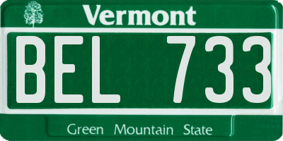 VT license plate BEL733