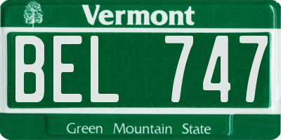 VT license plate BEL747
