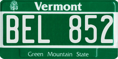 VT license plate BEL852