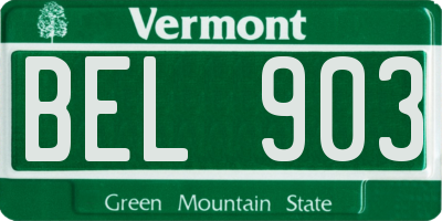 VT license plate BEL903