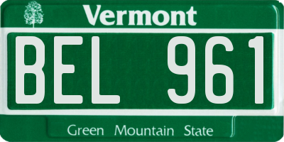 VT license plate BEL961