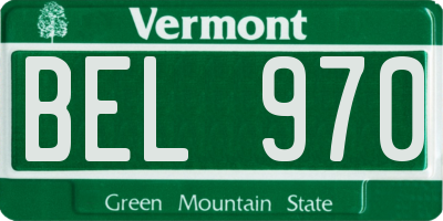 VT license plate BEL970