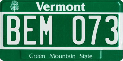 VT license plate BEM073