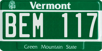 VT license plate BEM117