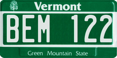 VT license plate BEM122