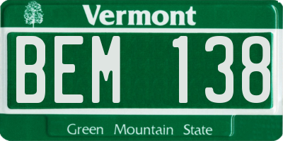 VT license plate BEM138