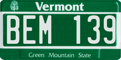 VT license plate BEM139