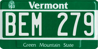VT license plate BEM279