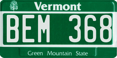 VT license plate BEM368