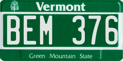 VT license plate BEM376