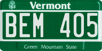 VT license plate BEM405