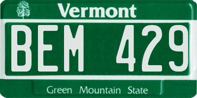 VT license plate BEM429