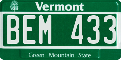 VT license plate BEM433