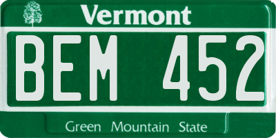 VT license plate BEM452