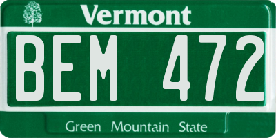 VT license plate BEM472