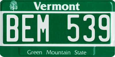 VT license plate BEM539