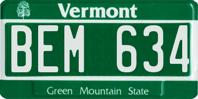 VT license plate BEM634