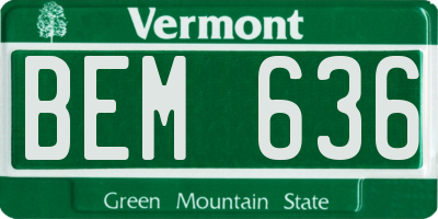 VT license plate BEM636