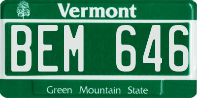 VT license plate BEM646