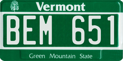 VT license plate BEM651