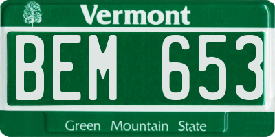 VT license plate BEM653