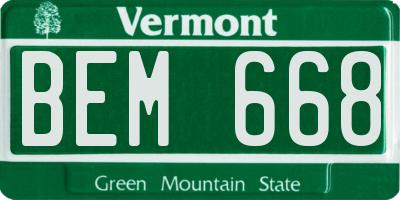VT license plate BEM668