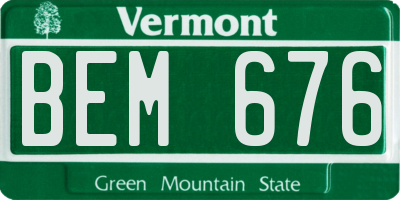 VT license plate BEM676