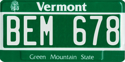 VT license plate BEM678