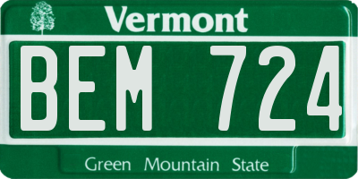 VT license plate BEM724
